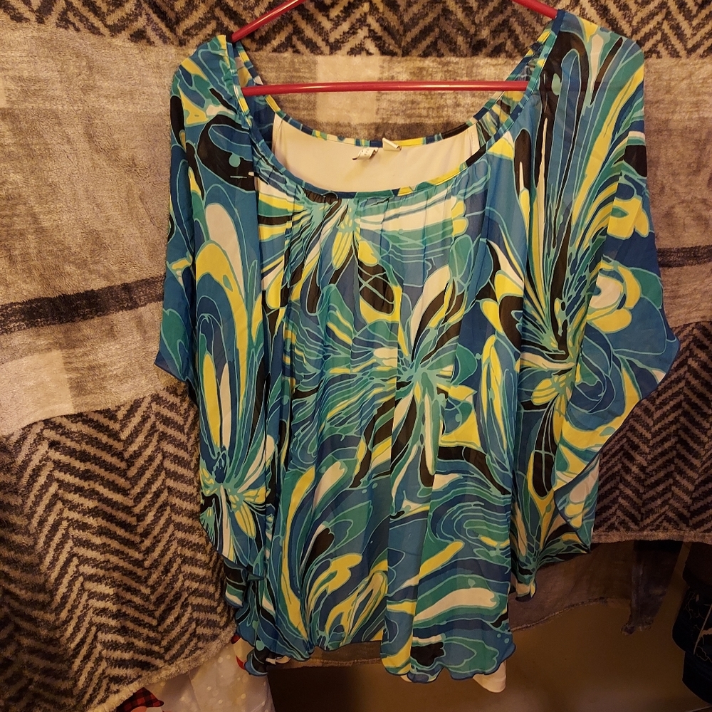 Layered batwing dress blouse